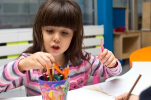 Child learning through play at preschool